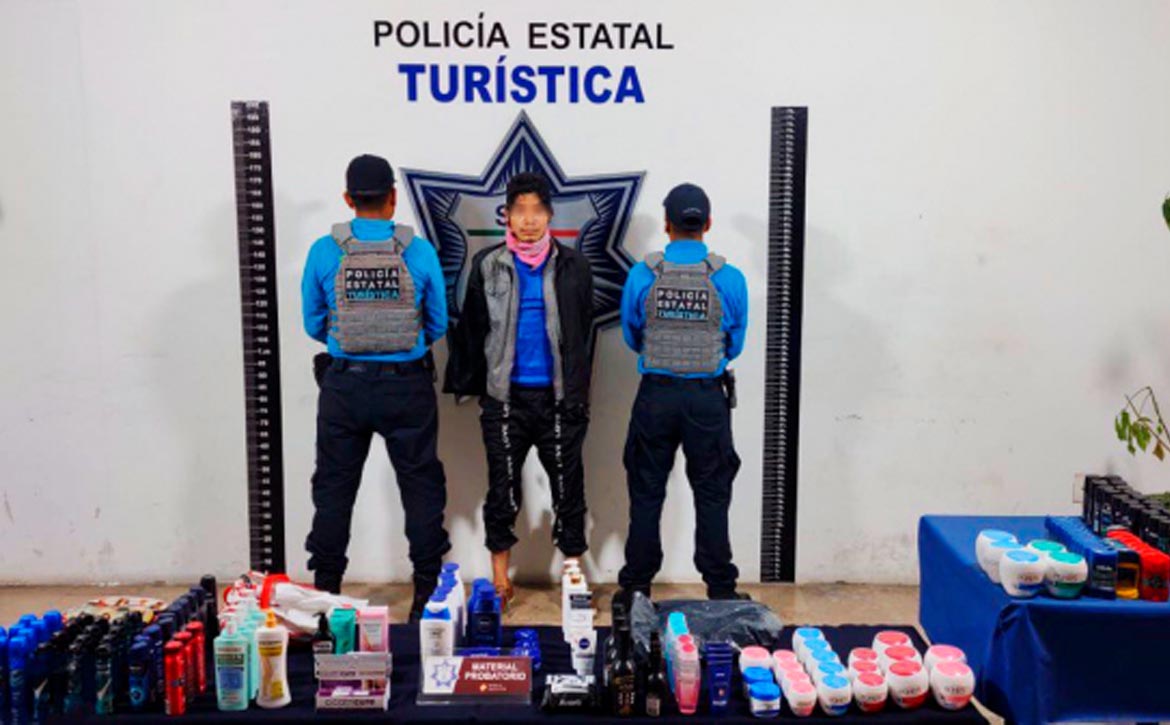 Detiene SSP a hombre por robo a farmacia en el Centro Histórico