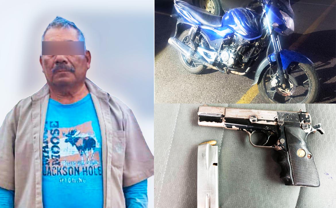 Detiene SSP a hombre con arma de fuego y vehículo robado