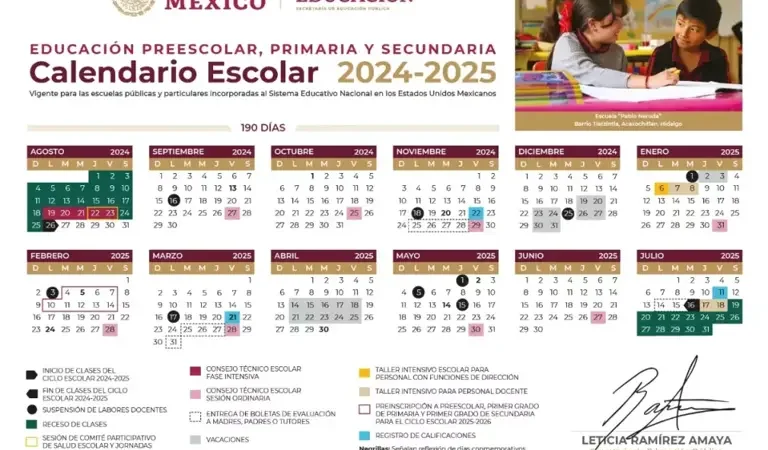 Publica SEP el nuevo Calendario Escolar 2024-2025