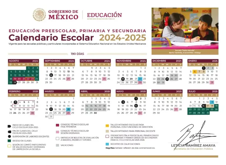 Publica SEP el nuevo Calendario Escolar 2024-2025